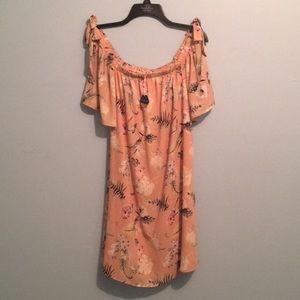 ✨Pink floral off the shoulder dress